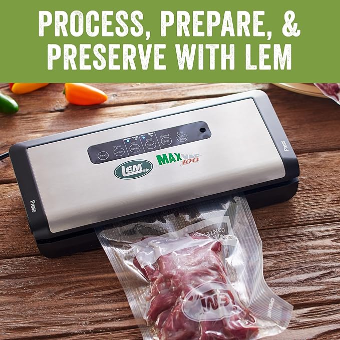 LEM Products MaxVac 100 Plastic Vacuum Sealer with 12 Inch Seal Bar, Silver and Black