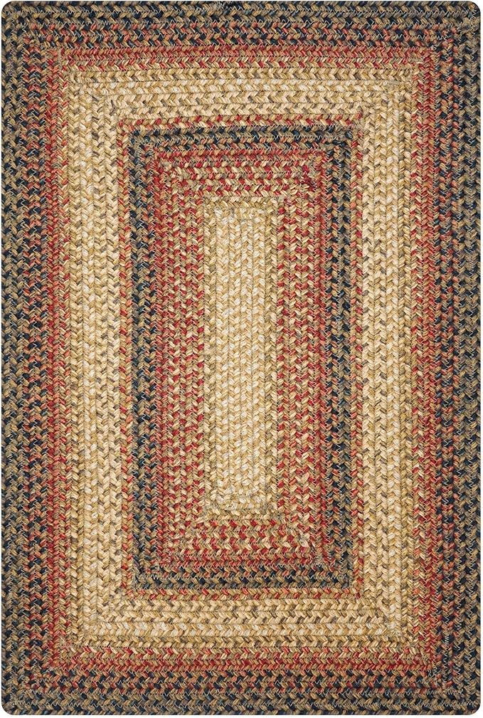 Homespice Russet Jute Braided Rugs for Bedroom 4x6' - Ideal as Multicolor Country Rugs for Living Room and Bedroom