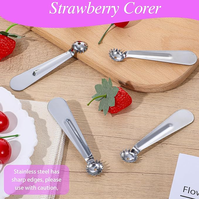 6 Pcs Stainless Steel Strawberry Huller,Tomato Stem Corer Tool,Strawberry Baller for Strawberrys,Tomato,Vegetable and Fruit Corer Practical Kitchen Tool