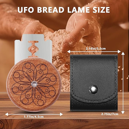 UFO Bread Lame Cutter for Homemade Sourdough,Bread Scorer Tool for Sourdough with 5 Blades and Case,Slashing Tool Bread Cutting Knife for Artisan Bread and Baguette Makers,Circle-black