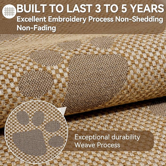 Kitchen Mats for Floor, Super Absorbent Kitchen Rugs Non Slip Washable, Rubber Backing Soft Woven Linen Embroidery Runner Rug, Standing Mat Kitchen Sink Mat, Easy to Clean, Brown 17x30