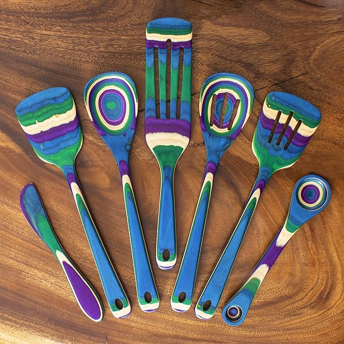 Baltique Mumbai Collection 7 Piece Cooking Utensil Set, Safe for Nonstick