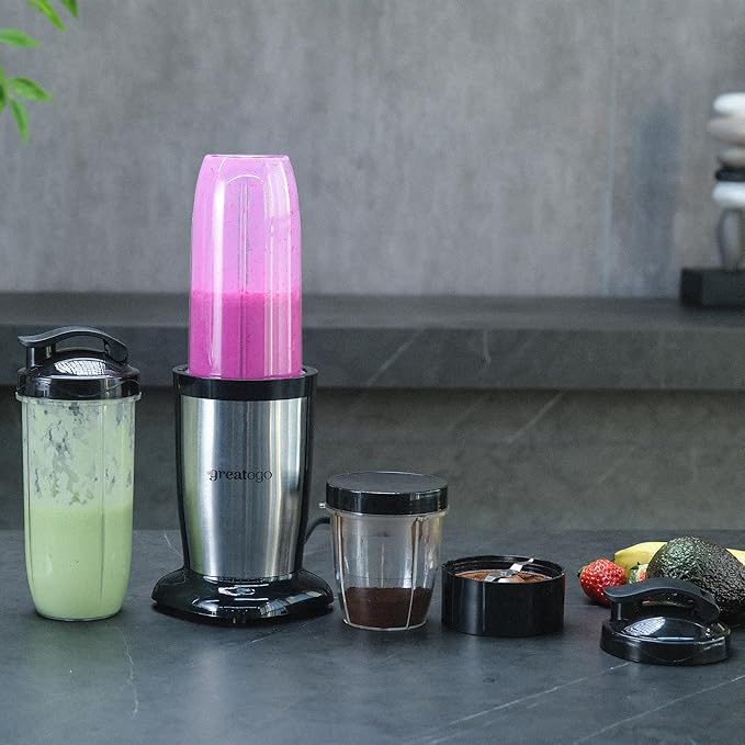 Personal Blender Smoothies Shakes, Greatogo 350W 2-IN-1 Bullet Grinder, 11 Set including 2pk 24oz 1pk 10oz Grinding Cup, 2pk Stainless-Steel, Tritan BPA-Free Dishwasher-Safe