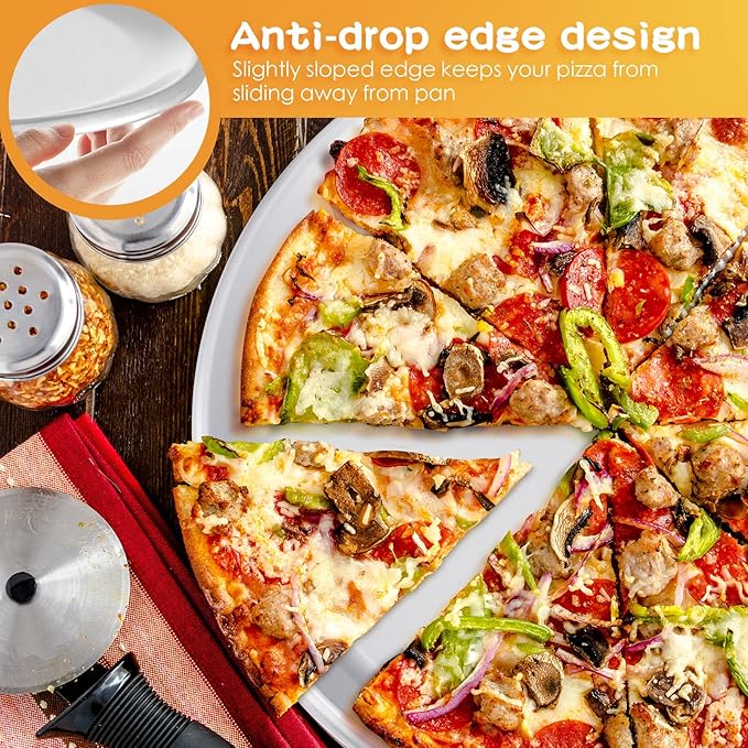 Rtteri 12 Pcs Pizza Pan Bulk Restaurant Aluminum Pizza Pan Set Round Pie Cake Plate Rust Free Cake Tray for Oven Baking Home Kitchen Restaurant Easy Clean (8 Inch)