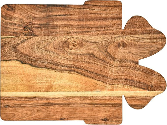 Treen Art Wooden Christmas Cutting Board for Kitchen Decor, 14"L x 10"W Gift Box Shaped Acacia Wood Chopping Board with Handle, Serving Charcuterie Platter