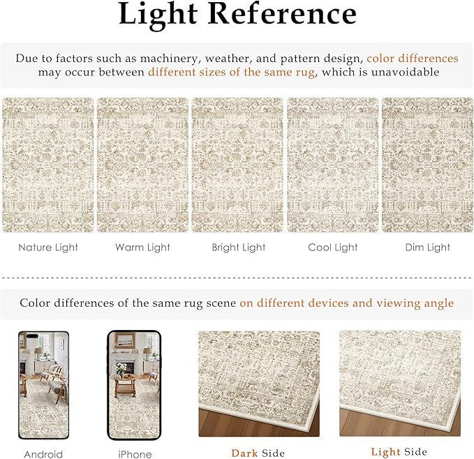 Light Brown Runner Rug 2x6 Hallway Machine Washable Kitchen Vintage Distressed Non Slip Long Carpet Indoor Retro Floral Bedroom Accent Throw Rug for Bathroom Office Laundry Dining Room