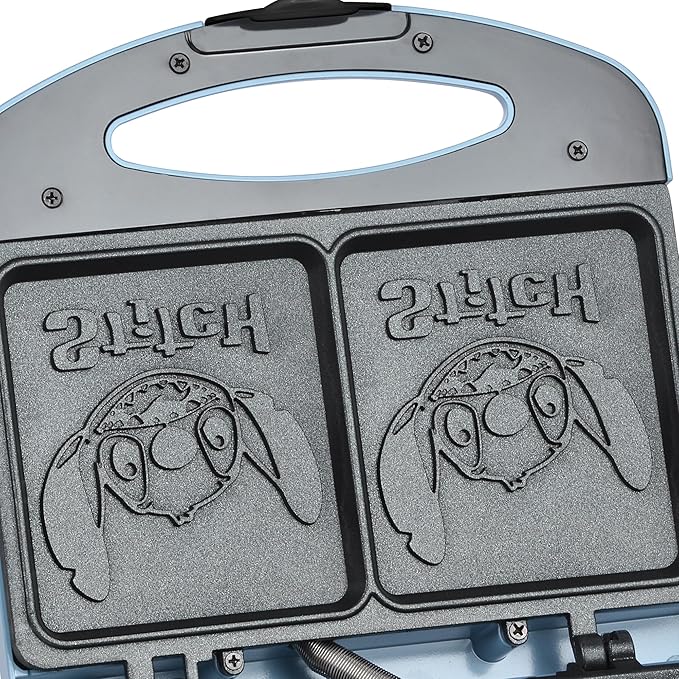 Select Brands Disney Lilo & Stitch Sun Sand Sea Grilled Cheese Sandwich Maker - Kitchen Appliances - Ceramic Nonstick Cooking Plates - Panini Press - Imprints Stitch Image - Dual Sandwich Machine