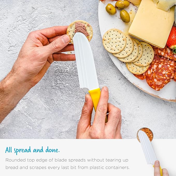 Dreamfarm Knibble Lite 3-In-1 Non-Stick Cheese Knife for Charcuterie, Slicing, Spreading, with Built-In Fork to Serve & Share Foods - 9" Red