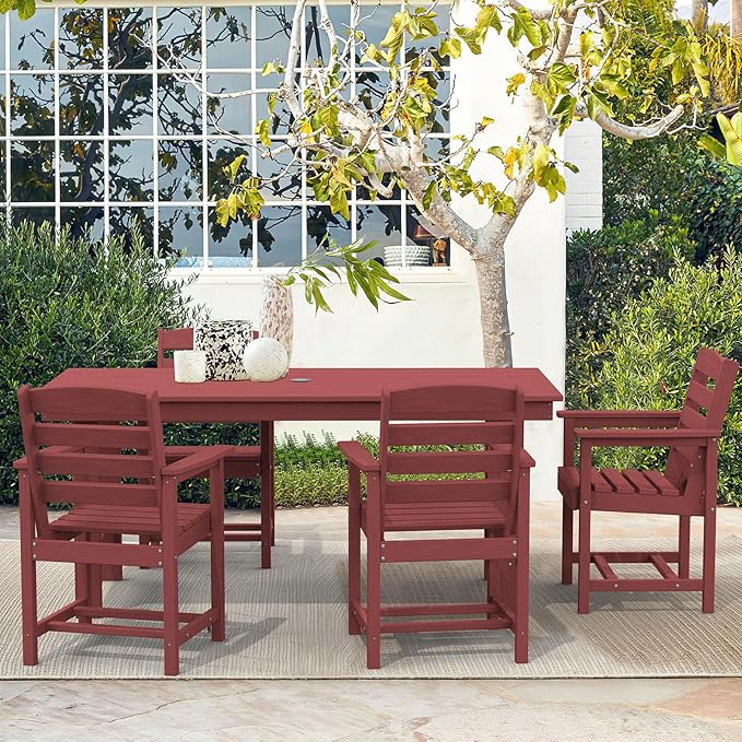 SERWALL Patio Dining Chair Set of 2, Red