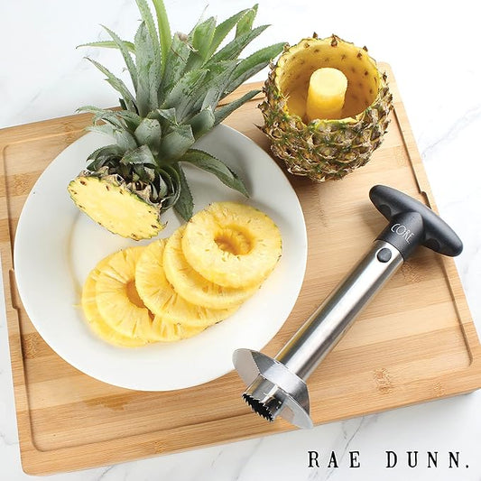 Rae Dunn Stainless Steel Corer - Easily Removes Cores and Pits from Apples, Pears, Peppers, Pineapples, and More, Black Pineapple