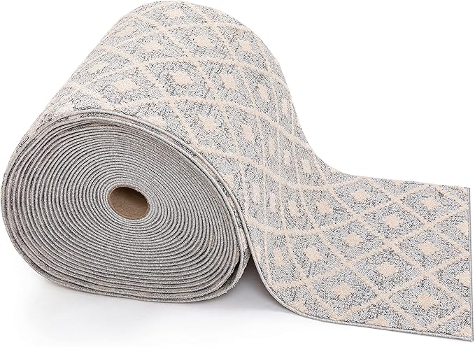 Well Woven Custom Size Hallway Stair Runner - Choose Your Length - Ainsley Grey Diamond Trellis Geometric Tribal - 27 Inches Wide x 15 Feet Long Runner (27" x 15' Runner) Rug
