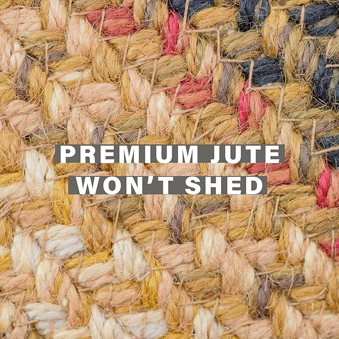 Russet Jute Braided Oval Rugs 27x45 - A Multicolor Oval Entryway Rug for Country Decor