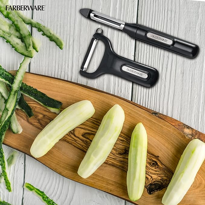 Farberware Professional Euro Peeler and Y-Peeler Set, 8-Inch and 5-Inch, Black