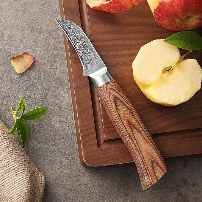 Wakoli EDIB Pro Damascus Peeling Knife – Japanese Style Kitchen Knife | 2.4-Inch Genuine Damascus Steel Blade with VG10 Core | Ergonomic Pakkawood Handle | Professional Chef Knife in Gift Box