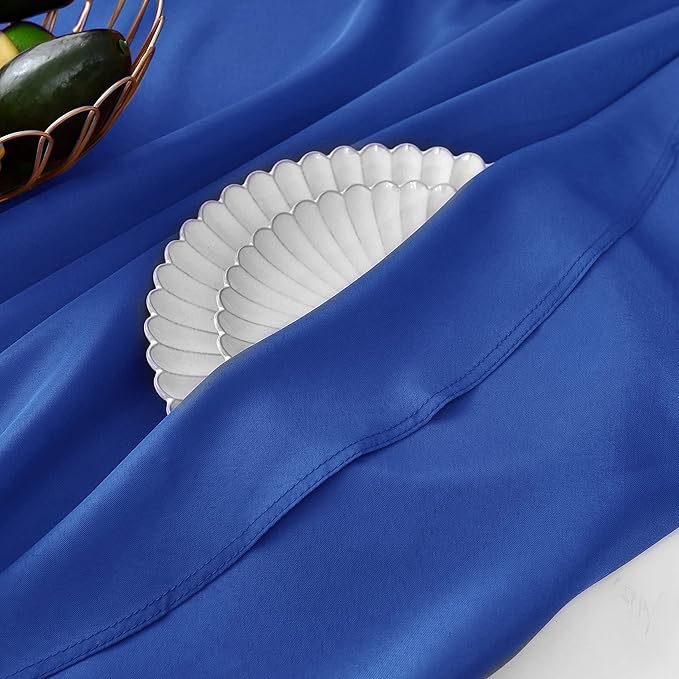 MEANMOY Royal Blue 210 GSM Water & Stain Resistant Round Tablecloth for Circle Table - Solid 60 Inch Table Cloth Cover in Wrinkle Free Durable Washable Polyester Fabric for Wedding, Party, Banquet