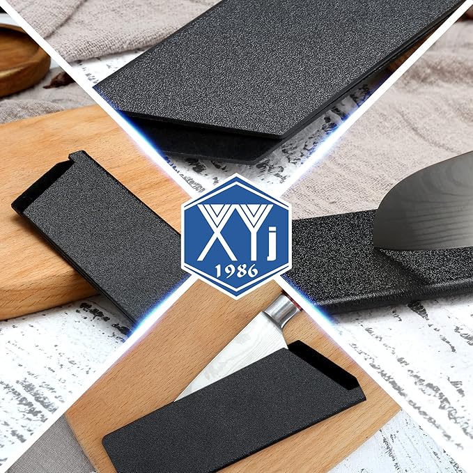 XYJ 3pcs/set Safety Knife Sheath Sleeves,Universal Knife Edge Guards For 6'' Kitchen Knife,Black ABS Knife Cover Case,Blade Guard Protectors,Chef Knives Covers or Sleeve(Knives Not Included)