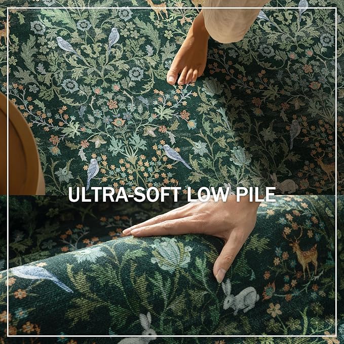 Washable Area Rugs for Living Room: 9x12 Rug Stain Resistant Non Slip Low Pile Lightweight Soft Carpets for Bedroom Kitchen Dining Room Nursery Kids Room Farmhouse Home Office Indoor