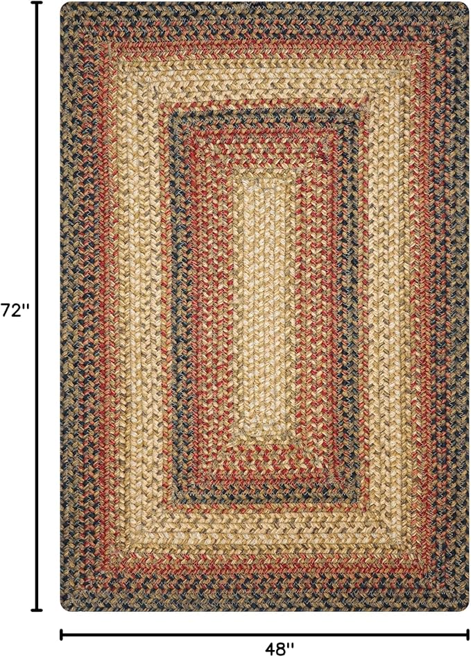 Homespice Russet Jute Braided Rugs for Bedroom 4x6' - Ideal as Multicolor Country Rugs for Living Room and Bedroom