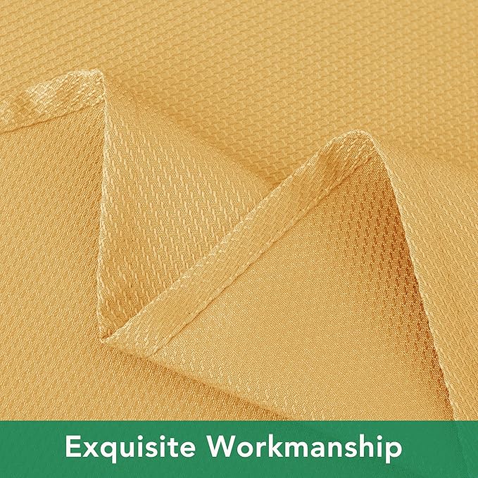 Biscaynebay Fall Tablecloth Textured Fabric 60x84 Inch Rectangular, Fall Gold Thanksgiving Autumn Harvest Water Resistant Fabric Tablecloths for Kitchen, Dining, Wedding, Parties Machine Washable
