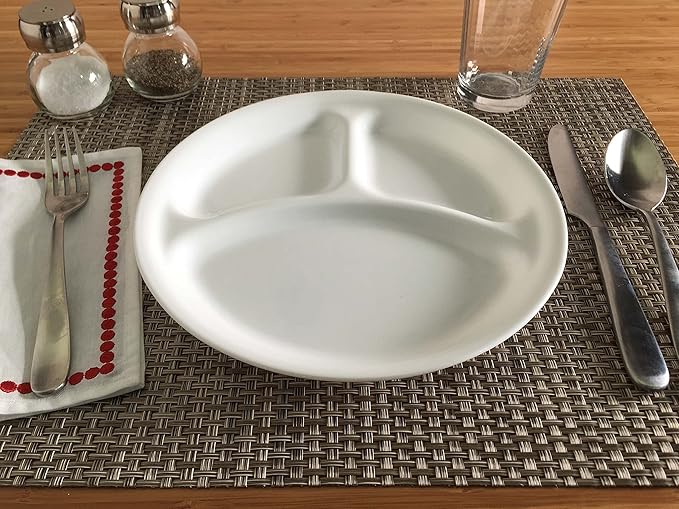 Corelle Winter Frost White 26cm Divided Dinner Plate, Pack of 6
