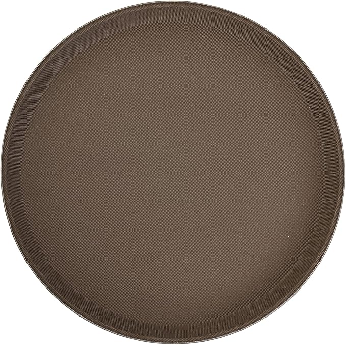 Winco Round Fiberglass Tray with Non-Slip Surface, 16-Inch, Brown