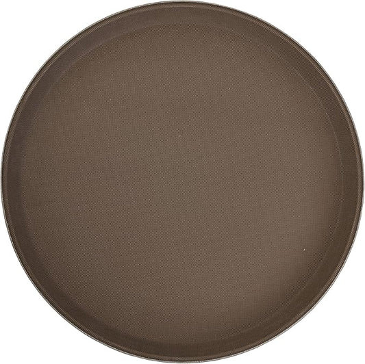 Winco Round Fiberglass Tray with Non-Slip Surface, 16-Inch, Brown