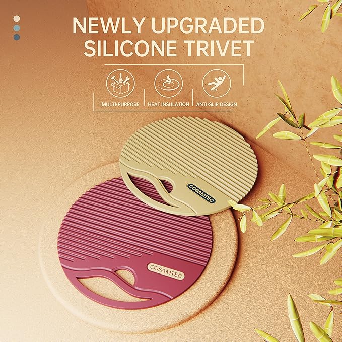 Silicone Trivets for Hot Dishes Heat Resistant Trivets for Hot Pots & Pans Multipurpose & Versatile Hot Pads for Kitchen & Countertop Table Coasters Set of 2