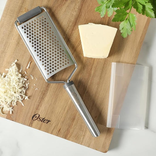 Oster Chadswyck 11.8” Handheld Grater, Stainless Steel Cheese Grater, Sharp Blades for Kitchen Prep, Dishwasher Safe