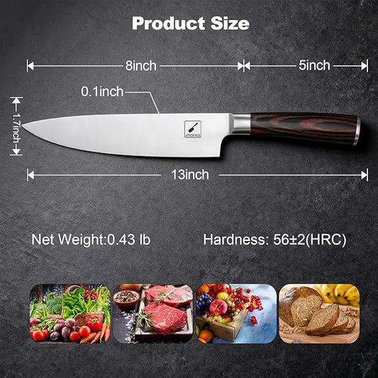 imarku Chef Knife 8 Inch, Professional Kitchen Knife in Japanese HC Steel, Super Sharp Knife With Ergonomic Handle, Cooking Knife With Gift Box, Kitchen Gadgets, Best Gifts for Family and Friends