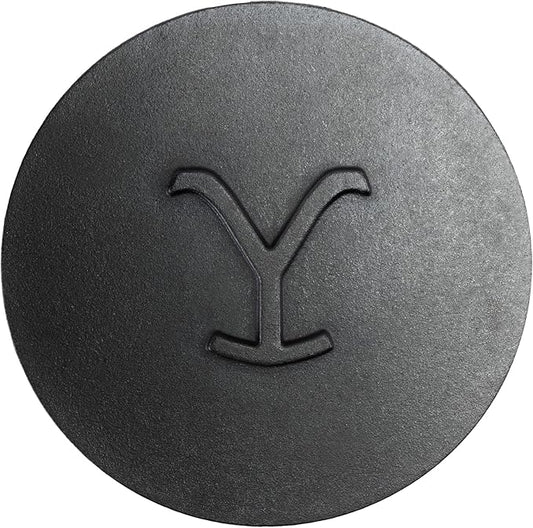 Lodge Pre-Seasoned Yellowstone Stamped Cast Iron Cookware - Power Y Design Sears into Protein - Power Y 8 Inch Grill Press