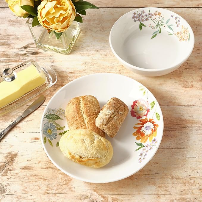 Fitz and Floyd Meadow Floral Set of 2 Serving Bowls, 10.5 inch, 8.5 Inch