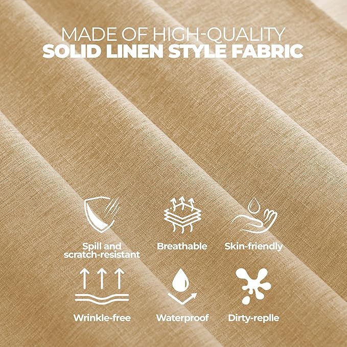Waterproof Round Tablecloth for Round Dining Table, Decorative Rustic Soft Wipeable Table Cloths Cover Indoor Outdoor Use for Holiday,Wedding, Kitchen (70 Inch,Round (4-6 Seats),Beige)