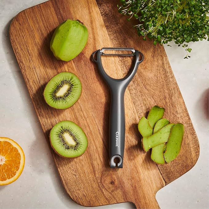 Culinare Serrated Safety Peeler, Grey, Plastic/Stainless Steel, Y Shaped for Maximum Control and Comfort, Manual Tomato/Kiwi Peeler
