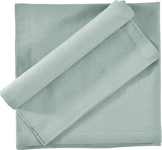 Cloth Napkins Dinner Washable Set of 4 in Cotton Linen Fabric Premium Quality, Mitered Corners for Reusable Every Day Use Pre Shrunk and Good Absorbency Christmas Cloth Napkins (Pack of 4, Aqua)