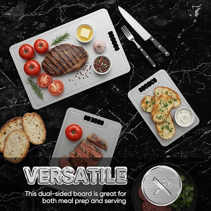 Titanium Cutting Board,100% Pure Titanium Cutting Boards for Kitchen, 2025 New Double Sided Food-Grade Chopping Board for Cutting Meat Vegetable Fruit-Small(11.5x8in)
