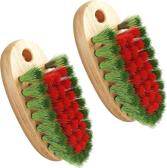 KONEX Veggie Brush - Fruit & Vegetable Produce Brush, Potato Scrubber | Food Beechwood Handle | Mushroom, Potato Scrubber Brush, Carrot or Corn Cleaner (Pack of 2)