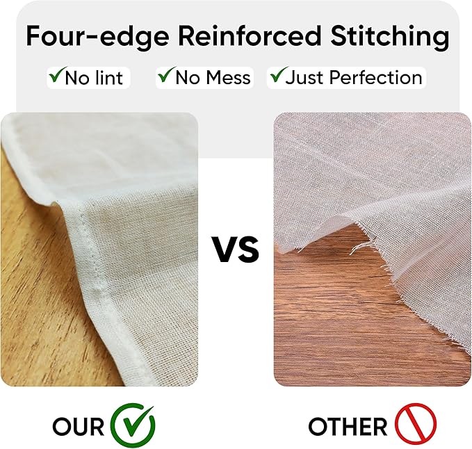 100% Unbleached Cheese Cloths – 4 Pcs Precut 20x20 inch Hemmed Reusable Cheesecloth for Straining - Grade 100 Organic Cheese Cloth - Ultra Fine Muslin Cloth for Juicing Brewing Baking Turkey
