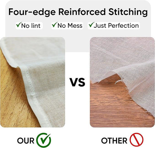 100% Unbleached Cheese Cloths – 4 Pcs Precut 20x20 inch Hemmed Reusable Cheesecloth for Straining - Grade 100 Organic Cheese Cloth - Ultra Fine Muslin Cloth for Juicing Brewing Baking Turkey