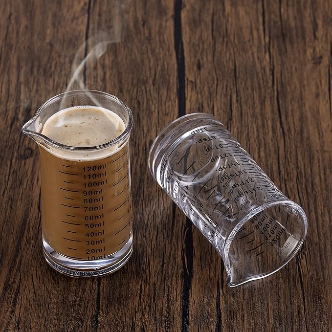 Ackers 4 Oz Glass Measuring Cup,Borosilicate Shot Glass with V-Shaped Spout-Black Line