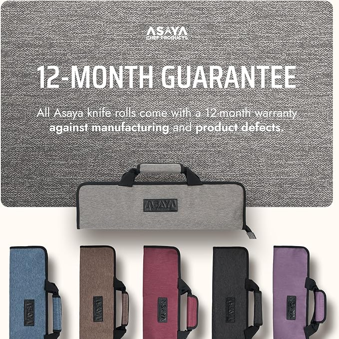 Asaya Chef Knife Roll Bag - 12 Pockets for Knives and Kitchen Utensils - Lightweight, Durable, and Stain Resistant Nylon - Perfect for the Traveling Chef - Knives not Included