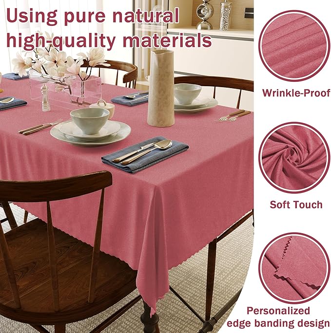 HX&OD Rectangular Tablecloth Cationic Fabric Waterproof Stain Resistant Wrinkle-Resistant for Home/Decoration/Party/Buffet/Wedding/Dining Room/Camping