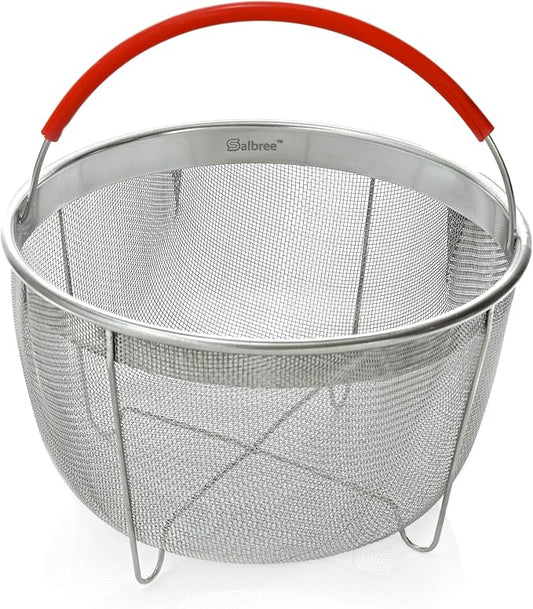 Original Salbree Steamer Basket for 8 qt quart Instant Pot Accessories, Stainless Steel Strainer and Insert fits IP Insta Pots, Instapot, Other Pressure Cookers, with Silicone Handle [3qt 6qt avail]