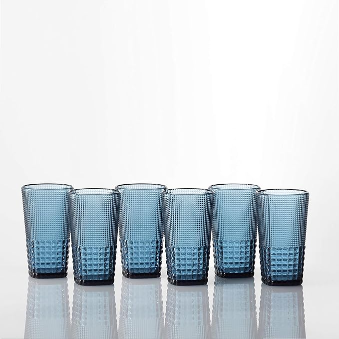 Fortessa Malcolm Iced Beverage Cocktail Glass, 15-Ounce, Cornflower Blue