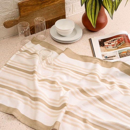 Kitchen Towel Set of 6, 100% Cotton Quick-Drying Absorbent Dish Towels & Tea Cloths, 20x30 Inch, Decorative Farmhouse Towels for Kitchen, Beige Stripes