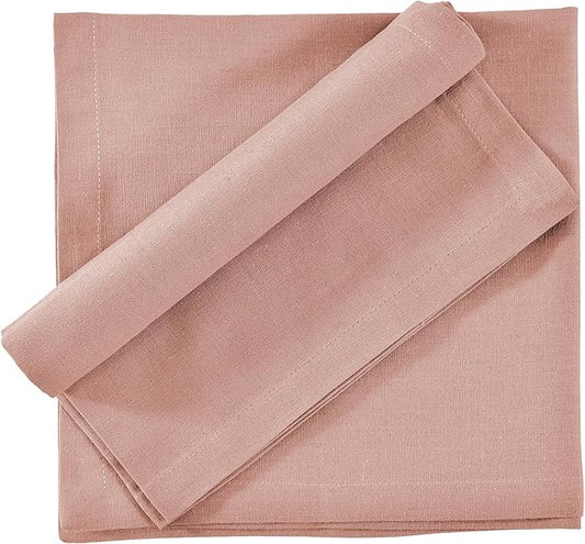 FINGERCRAFT Dinner Cloth Napkins, Cotton Linen Blend Mitered Corner Napkins Cloth 4 Pack Natural Premium Quality for Every Day Use, Parties, Easter, Thanksgiving, Weddings, 18x18 inch Shell Peach