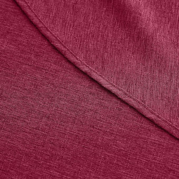 Christmas Christmas Red Waterproof Round Table Cloth for Round,Decorative Farmhouse Tablecloths Table Cover for Holiday,Banquet,Dining& Kitchen (70 Inch,Round (4-6 Seats,Burgundy)
