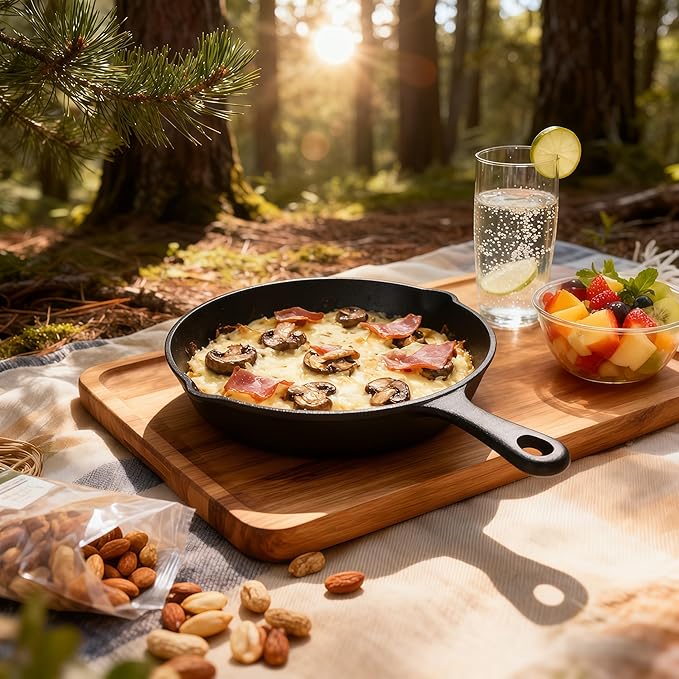 JSY Sun Cast Iron Frying Pan, 10 inch Skillet Frying Pans with Iron Handle for Gas, Induction, Oven, Grill - No Coating, Chemical-Free, Oven Safe, Virgin Iron