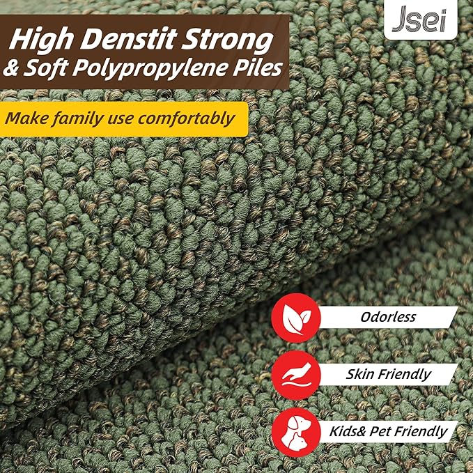 JSEI Kitchen Rugs, 17''x30'' Non-Slip Kitchen Mats for Floor, Machine Washable Absorbent and Stain Resistant Kitchen Runner, Carpet Mats with TPR Backing for Kitchen, Green