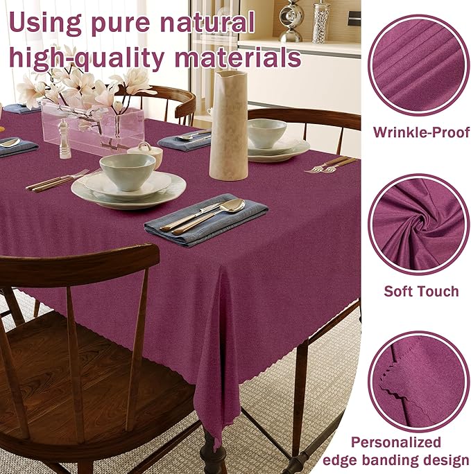 HX&OD Rectangular Tablecloth Cationic Fabric Waterproof Stain Resistant Wrinkle-Resistant for Home/Decoration/Party/Buffet/Wedding/Dining Room/Camping