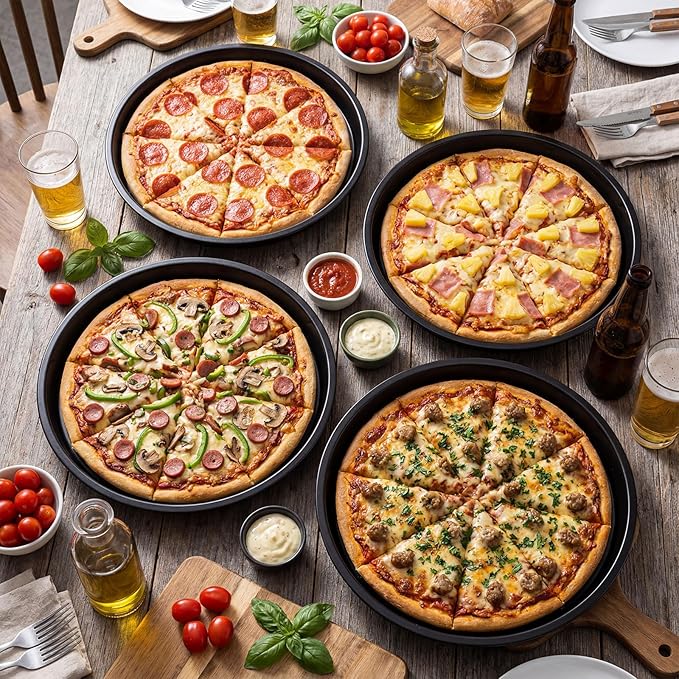 Gandeer 8 Pcs mini pie tins 4 inch Pie Pan Dish for Baking Carbon Steel Pizza Nonstick Plate Bakeware Set Oven Air Fryer Cake Bread Meat (9 Inch,Black)